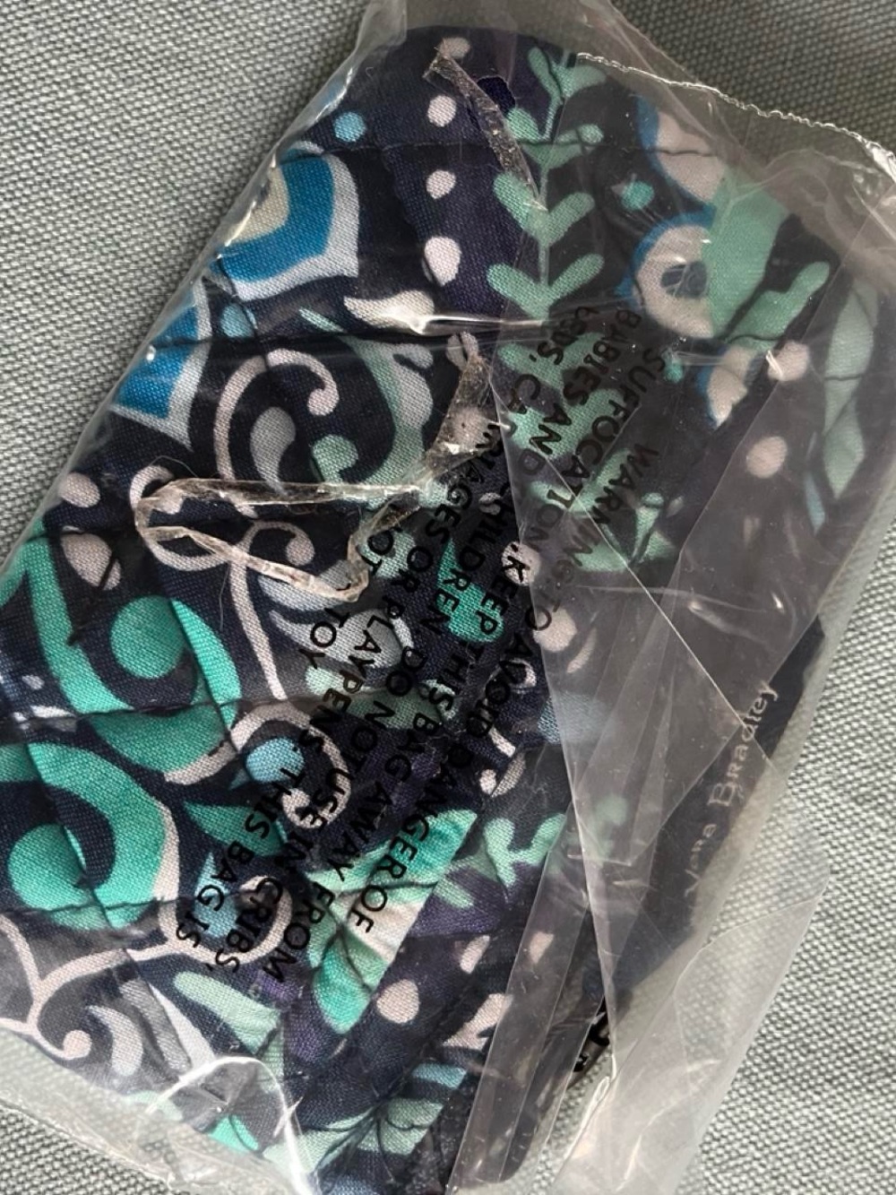 Vera Bradley Navy Teal Floral Blue Island Medallion Quilted Coin Purse - Picture 3 of 3